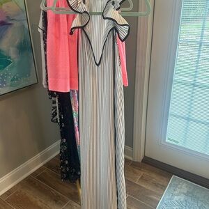 Zara Black and White Striped Maxi Dress